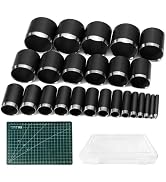 MVRPOWER Leather Hole Punch Set, 25-Piece Hollow Punch Set with A6 Cutting Mat &amp; Storage Box