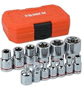 JU JIAN TEC 13-Piece E-Torx Socket Set with 6-Point Star Design - E4 to E20 Sizes, 1/4” &amp; 3/8” Dr...