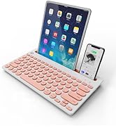 Cute Computer Keyboard Wireless Bluetooth with Phone Holder,Kawaii Mini Typewriter Keyboard,Porta...