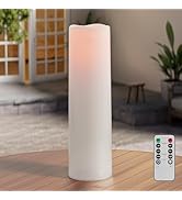 14"×4" Large Outdoor Flameless Candles with Remote Waterproof Battery Operated Candles with Timer...