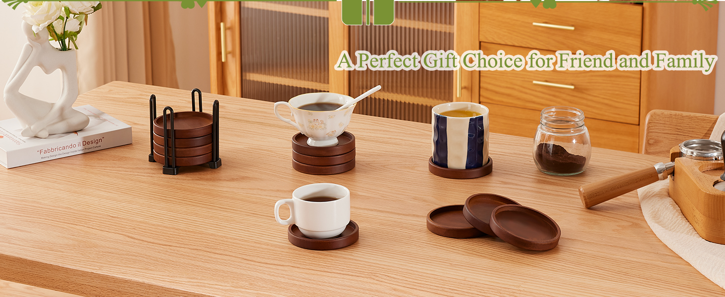 Wood Coaster Set for Modern Home Decor