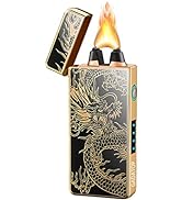 Electric Lighters Arc Plasma Lighter USB Rechargeable Windproof Flameless Lighter with LED Batter...