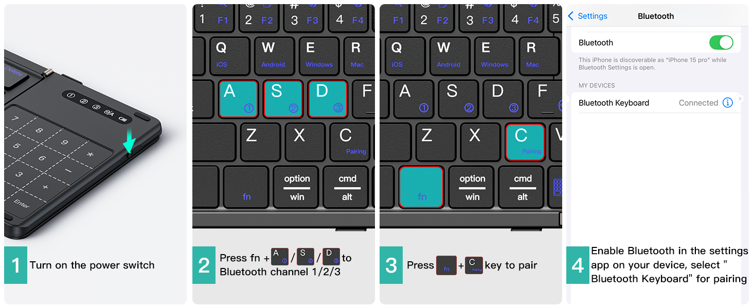 bluetooth folding keyboard