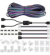 SUPERNIGHT 3528 2835 4 Pin 8mm LED Strip Connector, RGB Rope Lights Connector Kit, Gapless Solder...