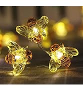 WSgift Honeybee Decorative String Lights, 18.7 Ft 40 LED USB Plug-in Copper Wire Bee Fairy Lights...