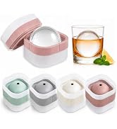 SpaceTime 4 Pack Ice Cube Tray with Lid,Leak-Proof Large Round Ice Ball Mold, Stackable &amp; Reusabl...