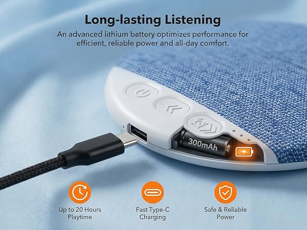 Ultra-Thin Bluetooth Pillow Speaker with White Noise Timer Wireless Sleep Aid
