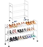 Mavivegue 3-Tier 19"-43.3" Adjustable Shoe Rack for Closet,Expandable Shoe Rack, Hall Entryway,Fr...