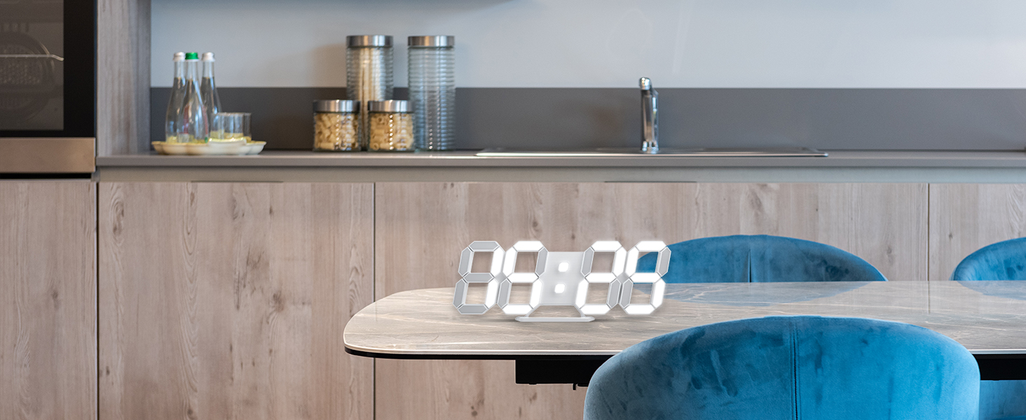 EDUP Home 3D LED Digital Wall Clock Desk Alarm Clock with Remote Control