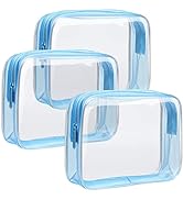 TSA Approved Toiletry Bag - F-color 3 Pack Clear Toiletry Bags - Clear Makeup Cosmetic Bags for W...