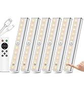 Remote Control Under Cabinet Lighting Wireless 6 Pack, 20-LED Dimmable Closet Lights Rechargeable...