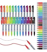24 Pack Color Permanent Markers, Fine Tip and Ultra Fine Point, 12 Vibrant Assorted Colors Perman...