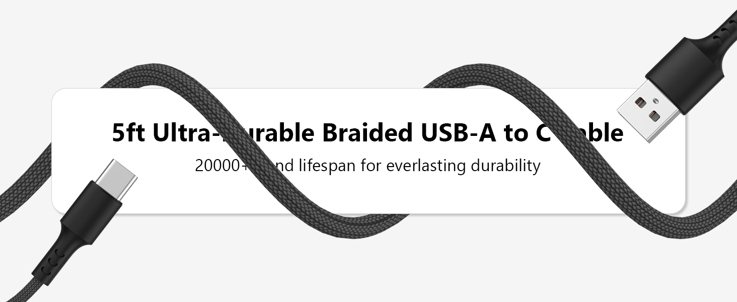 USB A to C briad cable