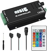 RGBZONE DC 12-24V RGB LED Music Controller, 24 Keys Iron Shell Wireless IR Remote Control Music S...