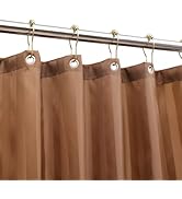 Eazzier Bath Waterproof Fabric Shower Curtain or Liner with Bottom Weight,72"x72" Brown Strip Sof...