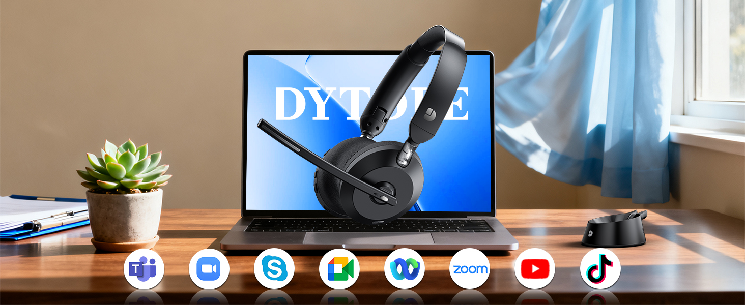 Wireless Headset with Mic for Work