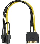 YiKaiEn SATA 15 Pin to 8 Pin (6+2 Pin) Male Video Card Power Supply Cable 8.6inch 22cm (1 Pack)