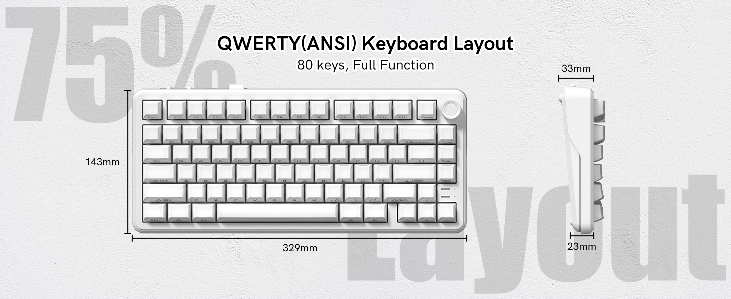 75% QWERTY (ANSI) layout mechanical keyboard