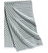 Lacoste Guethary Striped Towel – 100% Cotton, Reversible Modern Geometric Design, Soft &amp; Absorben...