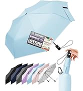 LILAC Travel Windproof Umbrella for Rain, 43" Auto open/close Folding Quick Dry, Compact Lightwei...