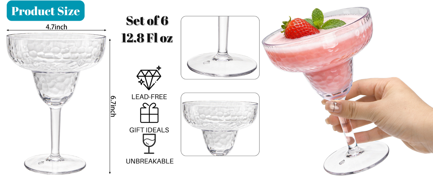 Acrylic Margarita Glasses with Stem