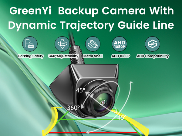 GreenYi ahd 1080p backup camera with dynamic trajectory guide line