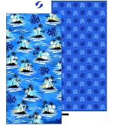 Oversized Microfiber Beach Towel Thin, Blue Sunset Seaside Hawaiian Style Double Sided Printed To...
