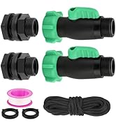 wtxhhy 2 Pack Rain Barrel Spigot Kit, 3/4" GHT Heavy Duty Plastic Water Hose Shut Off Valve with ...