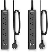 2 Pack Power Strip Surge Protector-5 Widely Spaced Outlets 3 USB Ports(1 USB C Port),1250W/10A wi...
