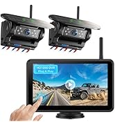 eRapta Dual Magnetic Solar Wireless Backup Cameras: HD1080P 7” Touchscreen Portable with DVR, BSD...