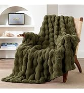 EXQ Home Rabbit Faux Fur Throw Blanket for Couch,Soft Fluffy Bubble Double Sided Plush Blanket,Co...