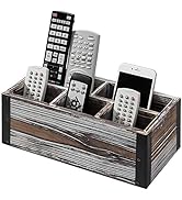 MyGift Rustic Torched Wood 5-Compartment Remote Control Holder, Media Storage Organizer Caddy wit...