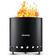 CAMPIOR Wood Burning Fire Pit Stove with Black Exterior - Smokeless Outdoor Stove for Efficient W...