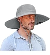 Men Safari Sun Hat Wide Brim Boonie Fishing Cap with Adjustable Drawstring