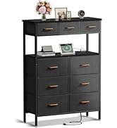 AODK Dresser with Charging Station, 52 Inches Tall Dresser for Bedroom with 9 Storage Drawers, La...