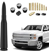 Car Truck Bullet Antenna with Valve Stem Caps Mast for GM Chevy Silverado 1500 2500 3500 HD Ford ...