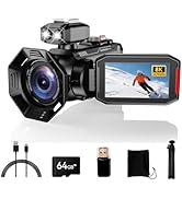 RAZPLYN 8K Video Camera Camcorder, 92MP with 3” 270° Flip Screen, 18X Digital Zoom, WiFi and Webc...