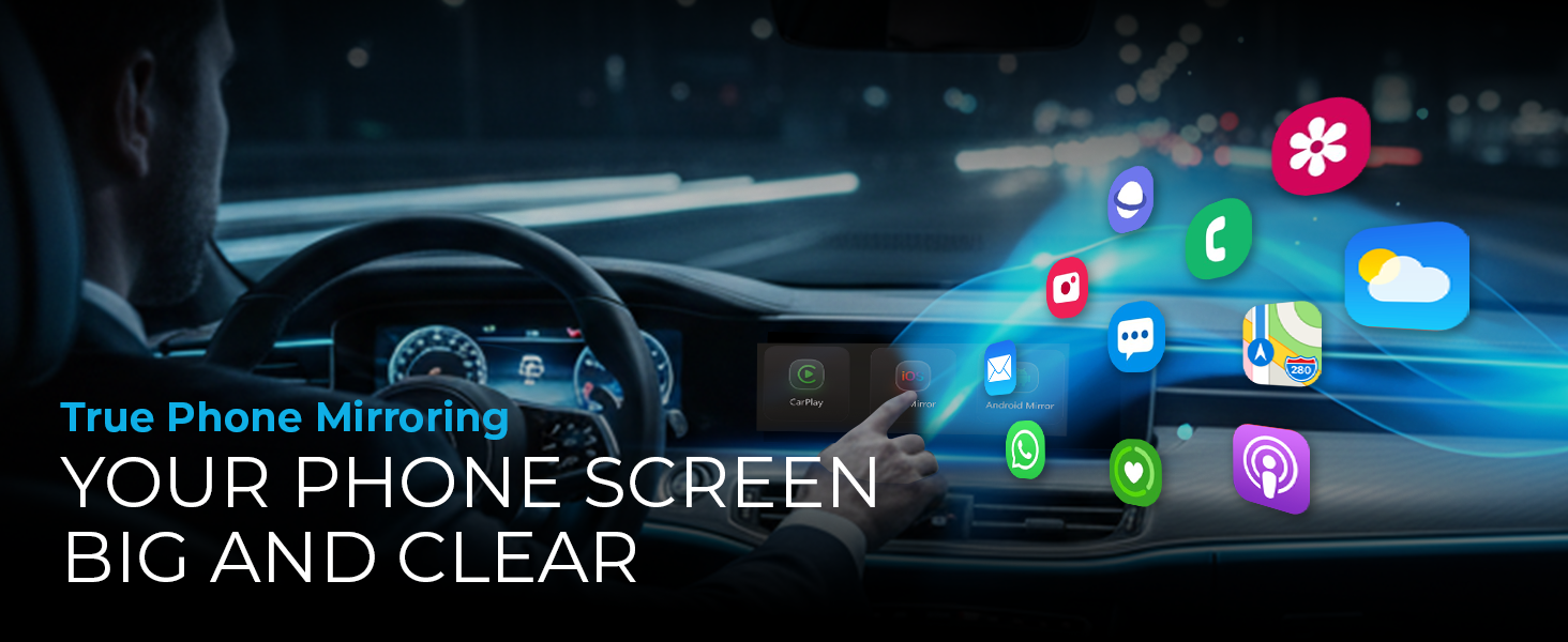 True phone mirroring, your phone screen big and clear
