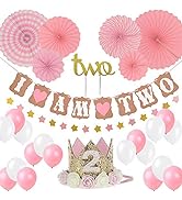 Girl Two Birthday Decoration-Baby Girl/boy 2st Birthday Party Hat Princess Tiara Crown, Cake Topp...