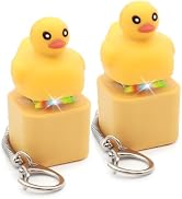 YOXIDALIFE Quacking Duck Keyboard Fidget Toy Keychain with Colorful LED Light &amp; Sound, Duck Butto...