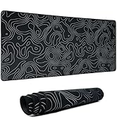 Black XXL Gaming Mousepad,Topographic map Desk mat,Stitched Edges,Waterproof Comfortable Mousepad...