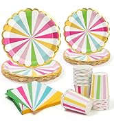 PCLMLES 96pcs Party Disposable Tableware Set Circus Carnival Paper Plates for 24 Guest Party Tabl...