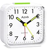 Azxb Analog Alarm Clock, Silent No Ticking Battery Operated Travel Alarm Clock with Night Light, ...