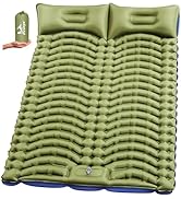 Pretyw Double Sleeping Pad for Camping - Ultralight Camping Mattress with Pillow, Built-in Foot P...