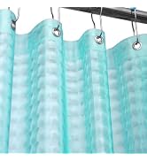 Eazzier Bath Teal 3D Crystal Plastic Shower Curtain Liner, 72x72 Inch Thin Lightweight Ice Cube P...