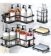 YASONIC Corner Shower Caddy, 5-Pack Adhesive Rustproof Stainless Steel Shower Organizer with Soap...
