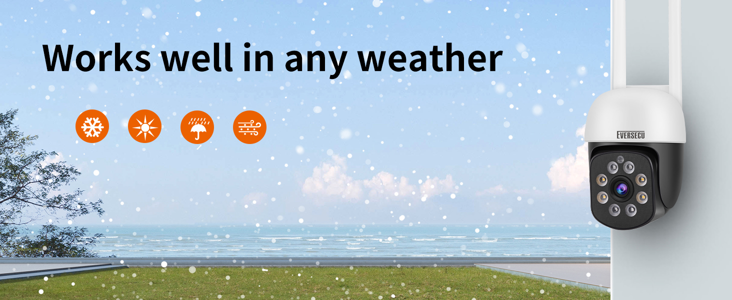  2K 3.0MP Outdoor WiFi PTZ Security Camera, 2.4G WiFi, Auto Tracking