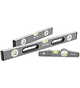 WORKPRO Torpedo Level, 3-Piece Spirit Level Set, 9"(Magnetic), 16"(Non-magnetic), 24"(Non-magneti...