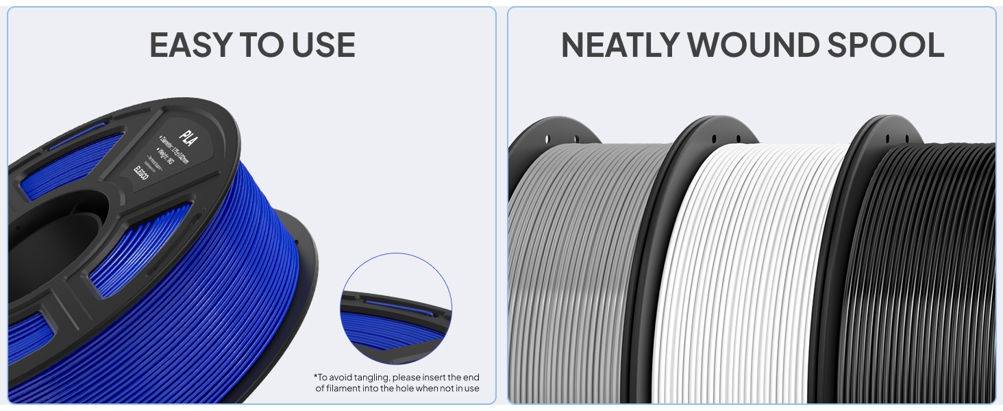 neatly wound spool, no clogging