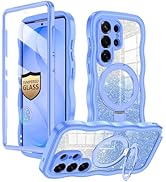 v-Golvin for Galaxy S26 Ultra Case, [Cute Wavy] [Magnetic Stand][Fit for MagSafe][Glitter Card][B...